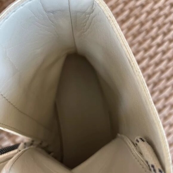 Stella McCartney Ivory Vegan Leather Trace Combat Boot Lace Rubber Lug Sole Sz 9 - Picture 9 of 10